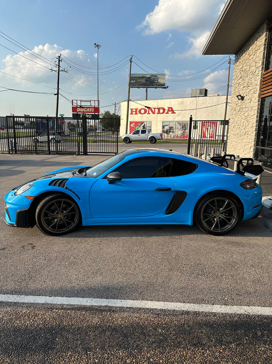 Porsche 981 Cayman (Base / S / GTS) 2012 2013 2014 2015 2016 & 718 982 Cayman (Base / T / S / GTS) 2017-ON with Aftermarket Parts - GT4RS Style Rear Wing Dry Pre-preg Carbon Fiber from Dupont Tech
