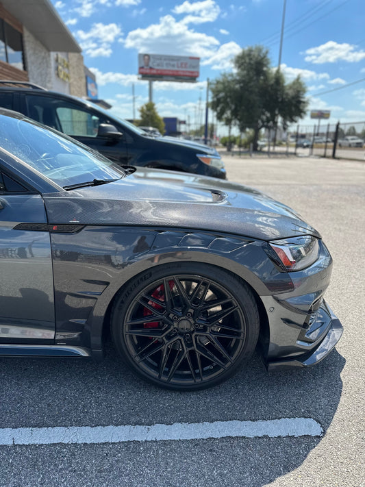 Audi RS5 B9 2018 2019 2020 with Aftermarket Parts - Front Lip Pre-preg Carbon Fiber from Karbel Carbon