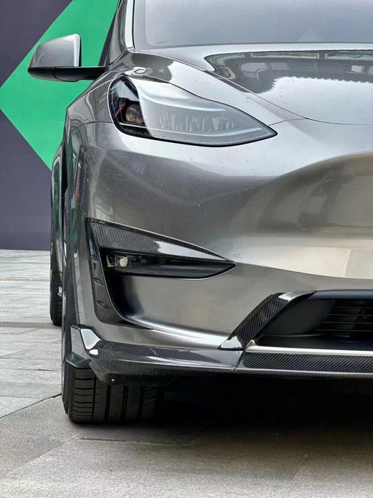 Tesla Model Y 2020-ON with Aftermarket Parts - Front Lip Pre-preg Carbon Fiber from Karbel Carbon