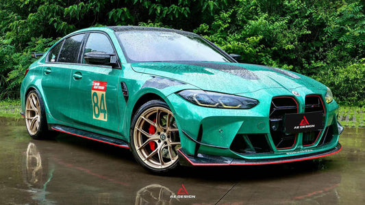 BMW M3 G80 G81 2021 2022 2023 2024 & M4 G82 G83 2021 2022 2023 2024 with Aftermarket Parts - AE Style Front Canards Carbon Fiber from ArmorExtend