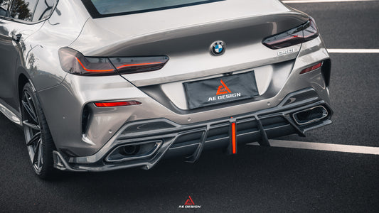 BMW 8 Series M850i 840i (With M-Package Bumper) G14 G15 G16 2018 2019 2020 2021 2022 2023 2024 with Aftermarket Parts - AE Rear Diffuser & Canards Carbon Fiber from ArmorExtend