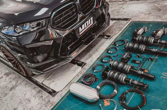 BMW X5M X5MC F95 & X6M X6MC F96 2024-ON (LCI) With Aftermarket Parts - AE Style Front Lip Carbon Fiber from ArmorExtend