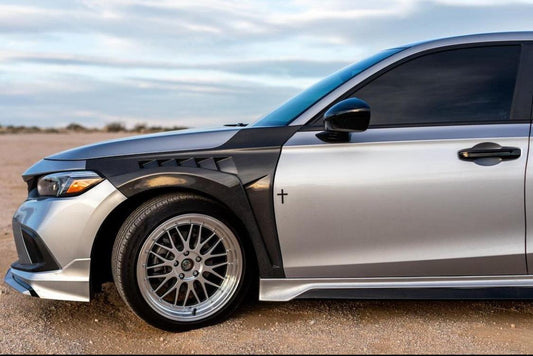 Honda Civic 11th Gen FE1 FE2 FE4 2022-ON with Aftermarket Parts - Front Fenders Carbon Fiber / FRP from CMST Tuning