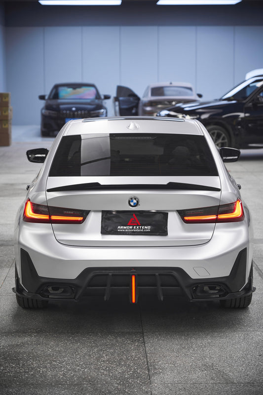 BMW 3 Series 330i (With M-Package Bumper, does not fit base model) M340i G20 G21 LCI 2023 2024 with Aftermarket Parts - Plustic Style Rear Diffuser & Canards ABS from ArmorExtend