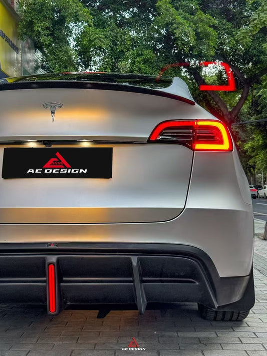 Tesla Model Y 2021 2022 2023 2024 with Aftermarket Parts - Plustic Style Rear Diffuser ABS from ArmorExtend