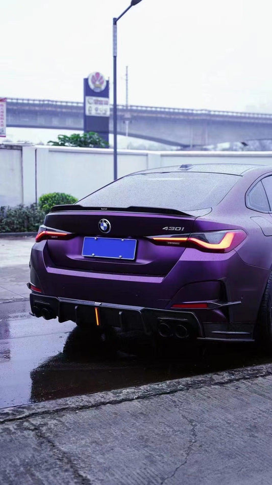 BMW I4 M50 / e Drive 40 (with M-package bumper, does not fit base model) G26 2022-ON & 4 Series Gran Coupe M440i 430i (with M-package bumper, does not fit base model) G26 2022-ON with Aftermarket Parts - Rear Spoiler Pre-preg Carbon Fiber from Karbel Carbon