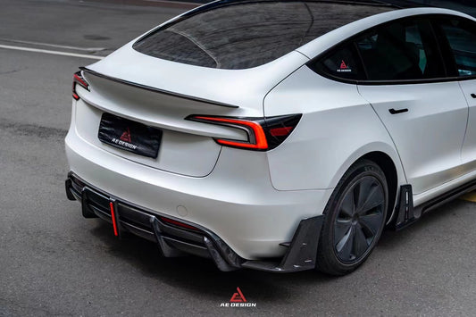 Tesla Model 3 Highland / Performance 2024-ON with Aftermarket Parts - AE Style Rear Diffuser & Canards Carbon Fiber from ArmorExtend