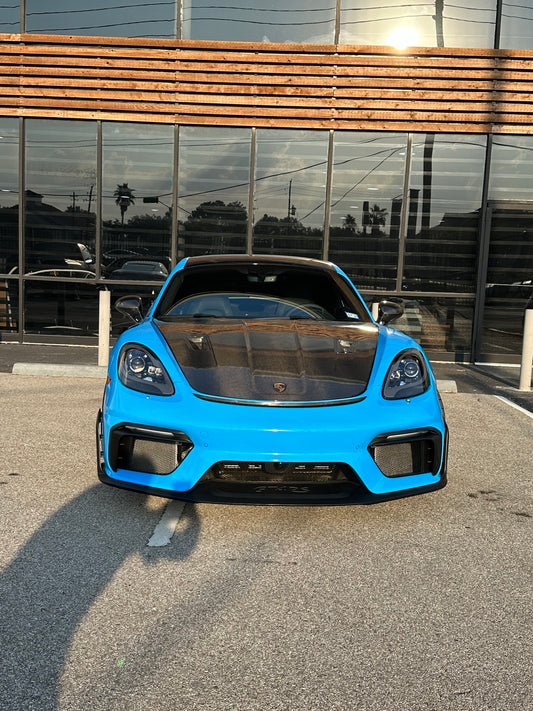 Porsche 911 991 991.1 991.2 Cayman Boxster 981 718 with Aftermarket Parts - GT2RS Hood Bonnet Carbon Fiber / FRP from CMST Tuning