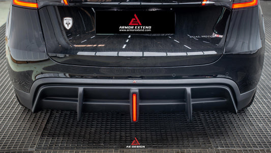 Tesla Model Y 2021 2022 2023 2024 with Aftermarket Parts - Plustic Style Rear Diffuser ABS from ArmorExtend