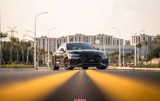 Audi RS5 B9.5 2020 2021 2022 2023 2024 with Aftermarket Parts - AE Style Front Lip Carbon Fiber from ArmorExtend