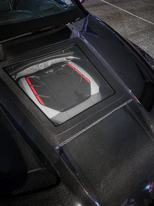Audi RS5 S5 A5 B9 B9.5 2017-ON with Aftermarket Parts - V2 Tempered Glass Transparent Hood Bonnet Carbon Fiber / FRP from CMST Tuning