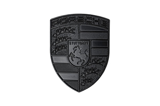 Porsche Crest Emblem Badge - Blacked Out Metal - Performance SpeedShop