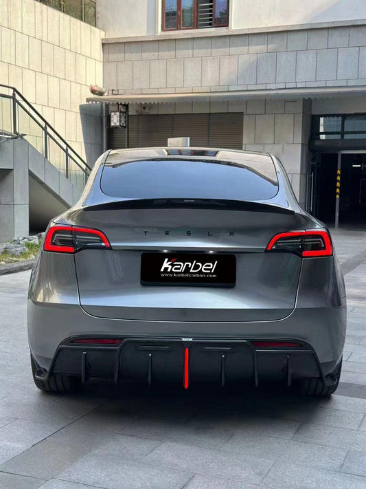 Tesla Model Y 2020-ON with Aftermarket Parts - Rear Spoiler Pre-preg Carbon Fiber from Karbel Carbon