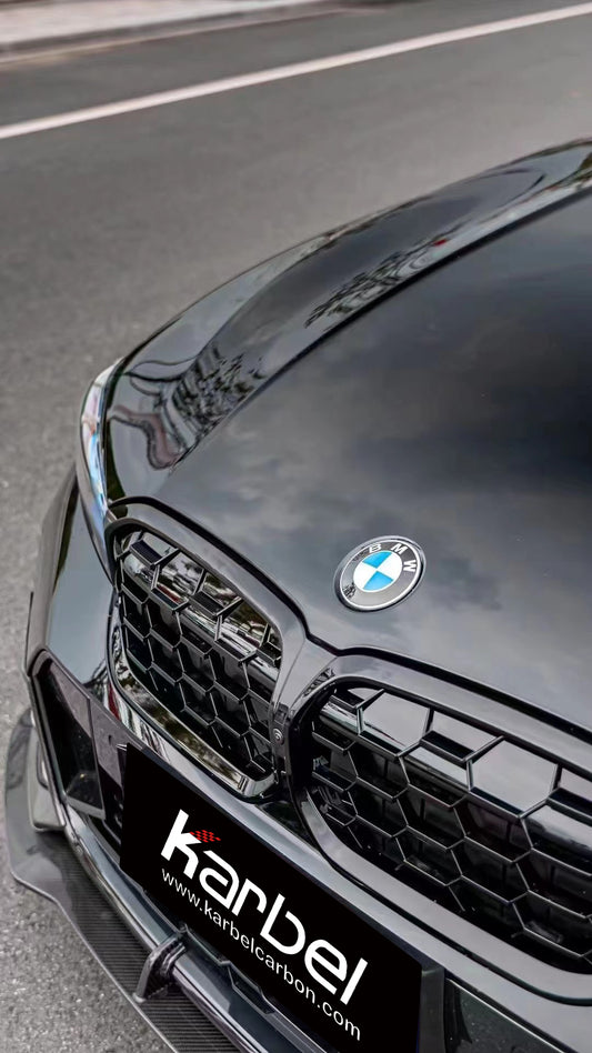 BMW 3 Series 330i (with M-package bumper, does not fit base model) M340i G20 G21 LCI 2023 2024 with Aftermarket Parts - V2 Style Front Lip Pre-preg Carbon Fiber from Karbel Carbon