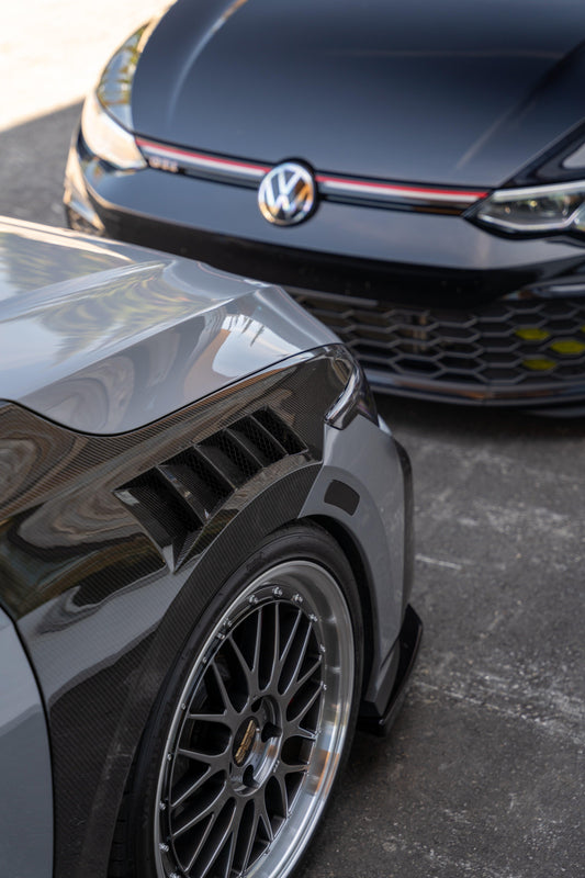 Volkswagen Golf R GTI Base MK8 2022-ON with Aftermarket Parts - Carbon Fiber / FRP Front Fenders from CMST Tuning