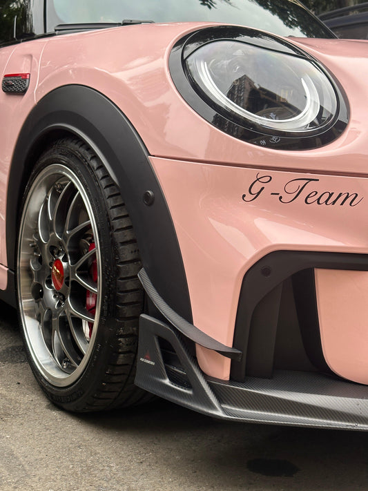 MINI Cooper JCW (John Cooper Works) F56 LCI 2022 2023 2024 with Aftermarket Parts - AE Style Front Canards Carbon Fiber from ArmorExtend
