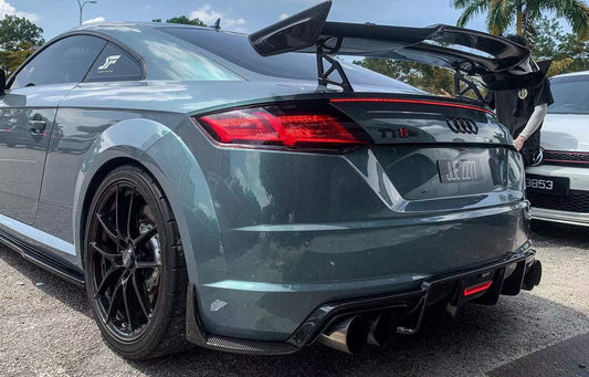 Audi TTS / TT (with s-line bumper) 8S MK3 2015 2016 2017 2018 2019 with Aftermarket Parts - Rear Diffuser & Canards Pre-preg Carbon Fiber from Karbel Carbon