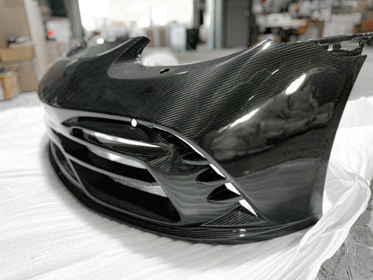 Porsche 718 Cayman / Boxster / GTS 2017-ON with Aftermarket Parts - Front Bumper & Lip Pre-preg Carbon Fiber from TAKD Carbon