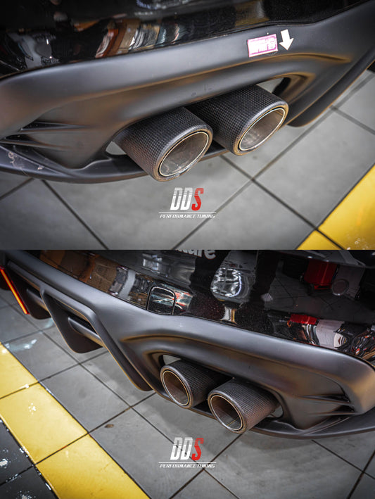 Audi S4 / A4 (With S-line Bumper) B9.5 2020 2021 2022 2023 2024 with Aftermarket Parts - AE / Plustic Style Rear Diffuser & Canards Carbon Fiber / ABS