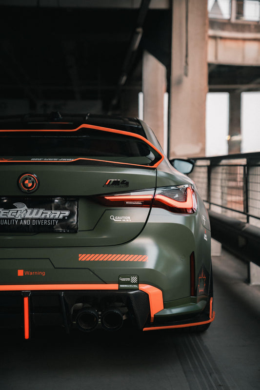 BMW M3 G80 G81 2021 2022 2023 2024 & M4 G82 G83 2021 2022 2023 2024 with Aftermarket Parts - AE V2 Style Rear Diffuser & Canards Carbon Fiber from ArmorExtend