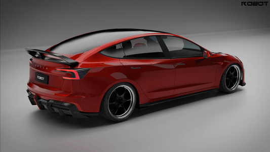 Tesla Model 3 Highland / Performance 2024-ON with Aftermarket Parts - Hacker Rear Wing Carbon Fiber / FRP from Robot Craftsman