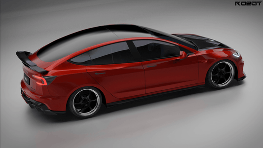 Tesla Model 3 Highland / Performance 2024-ON with Aftermarket Parts - Hacker Rear Wing Carbon Fiber / FRP from Robot Craftsman