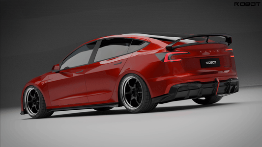 Tesla Model 3 Highland / Performance 2024-ON with Aftermarket Parts - Hacker Rear Wing Carbon Fiber / FRP from Robot Craftsman