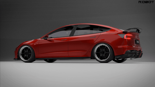 Tesla Model 3 Highland / Performance 2024-ON with Aftermarket Parts - Hacker Rear Wing Carbon Fiber / FRP from Robot Craftsman