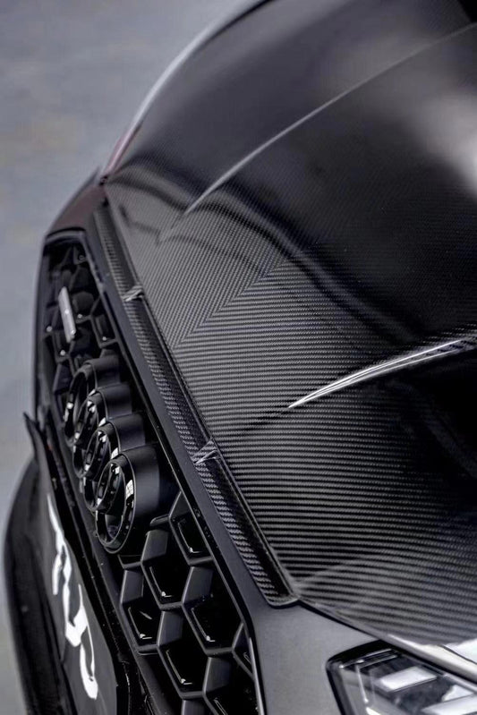 Audi RS4 S4 A4 (all models) B9 / B9.5 2017-ON with Aftermarket Parts - V2 Style Hood Pre-preg Carbon Fiber from TAKD Carbon