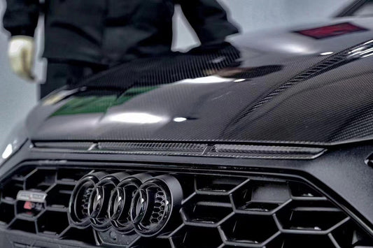 Audi RS4 S4 A4 (all models) B9 / B9.5 2017-ON with Aftermarket Parts - V2 Style Hood Pre-preg Carbon Fiber from TAKD Carbon