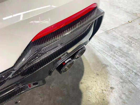 BMW 4 Series 430i (with M-package bumper, does not fit base model) M440i G22 G23 2020-ON with Aftermarket Parts - Rear Diffuser & Canards Pre-preg Carbon Fiber from TAKD Carbon