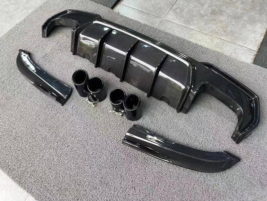 BMW 4 Series 430i (with M-package bumper, does not fit base model) M440i G22 G23 2020-ON with Aftermarket Parts - Rear Diffuser & Canards Pre-preg Carbon Fiber from TAKD Carbon
