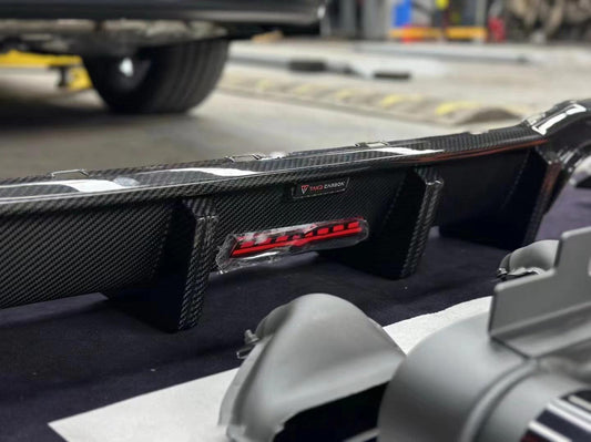 Audi S7 A7 (with s-line bumper) C8 2019 2020 2021 2022 2023 2024 with Aftermarket Parts - Rear Diffuser Pre-preg Carbon Fiber from TAKD Carbon