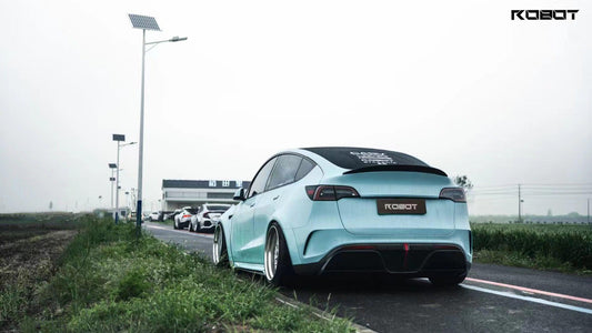 Tesla Model Y Performance AWD Long Range RWD Standard 2020 2021 2022 2023 2024 with Aftermarket Parts - "STARSHIP" Rear Bumper & Diffuser (Third Brake Light Included) PPfrom Robot Craftsman