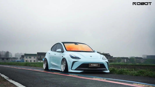 Tesla Model Y Performance AWD Long Range RWD Standard 2020 2021 2022 2023 2024 with Aftermarket Parts - "STARSHIP" Widebody Wheel Arches Carbon Fiber / FRP from Robot Craftsman