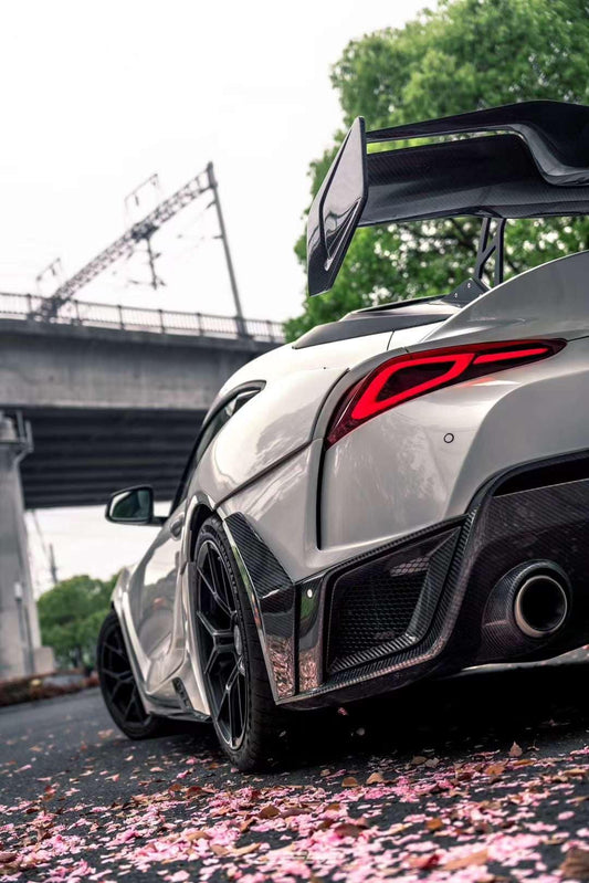 Toyota Supra MK5 A90 A91 3.0 2.0 2020 2021 2022 2023 2024 with Aftermarket Parts - Hyperion Widebody Fender Flares Wheel Arches & Side Skirts Package Carbon Fiber / FRP from Robot Craftsman