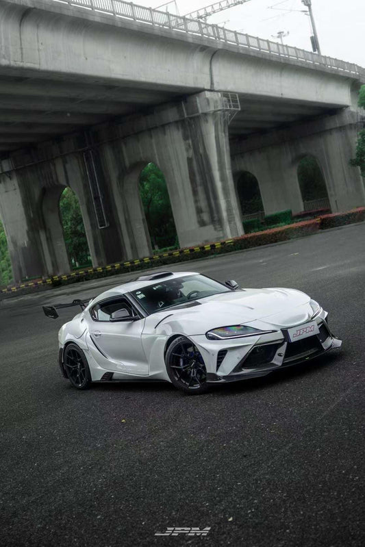 Toyota Supra MK5 A90 A91 3.0 2.0 2020 2021 2022 2023 2024 with Aftermarket Parts - Alerion Widebody Front Bumper & Lip Carbon Fiber / FRP from Robot Craftsman