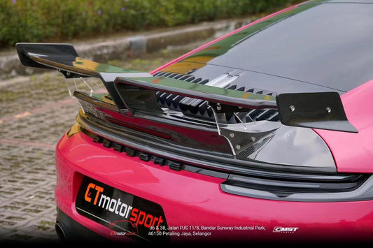 Porsche 911 992 992.1 Carerra Base/S/T/4/4S/Targa 4/Targa 4S/GTS 2020-2024 with Aftermarket Parts - V1 Style Carbon Fiber & FRP Rear Spoiler from CMST Tuning