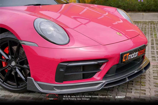 Porsche 992 992.1 Carerra Base/S/T/4/4S/Targa 4/Targa 4S/GTS 2020-2024 (Non-Sport Design Aerokit Package only) with Aftermarket Parts - Carbon Fiber & FRP Front Lip from CMST Tuning