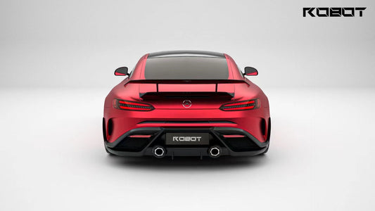 Mercedes Benz AMG GT/GTS C190 (fits both Pre-facelift & facelift) 2015 2016 2017 2018 2019 2020 2021 with Aftermarket Parts - Paragon Rear Bumper & Diffuser (Exhaust Pipe Extension & Tips Included) Carbon Fiber / FRP from Robot Craftsman