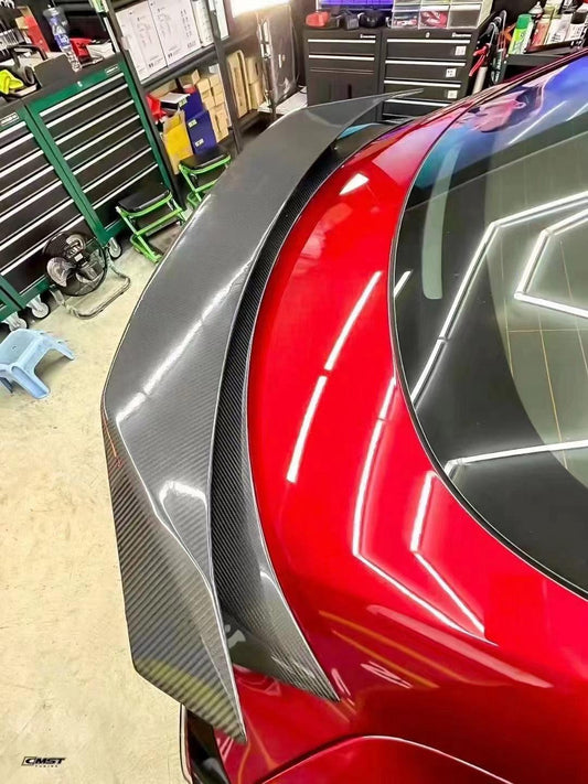 Tesla Model 3 Highland / Performance 2024-ON with Aftermarket Parts - V1 Style Rear Spoiler Carbon Fiber from CMST Tuning