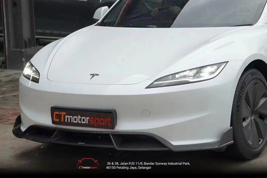 Tesla Model 3 Highland 2024-ON with Aftermarket Parts - V1 Front Lip Carbon Fiber from CMST Tuning