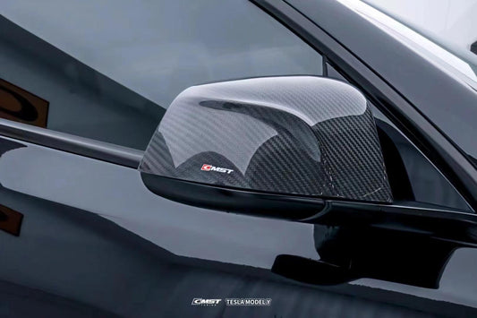 Tesla Model Y Performance AWD Long Range RWD Standard 2020-ON with Aftermarket Parts - Mirror Cover Pre-preg Carbon Fiber from CMST Tuning