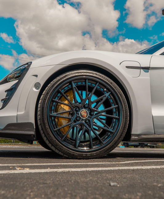 Porsche Taycan 9J1 Sedan RWD/4S/GTS/Turbo/Turbo S 2020-ON with Aftermarket Parts - Widebody Wheel Arches Carbon Fiber / FRP from CMST Tuning