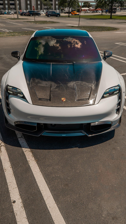 Porsche Taycan 9J1 Sedan/Cross Turismo RWD/4S/GTS/Turbo/Turbo S 2020-ON with Aftermarket Parts - OEM Hood Bonnet Carbon Fiber / FRP from CMST Tuning