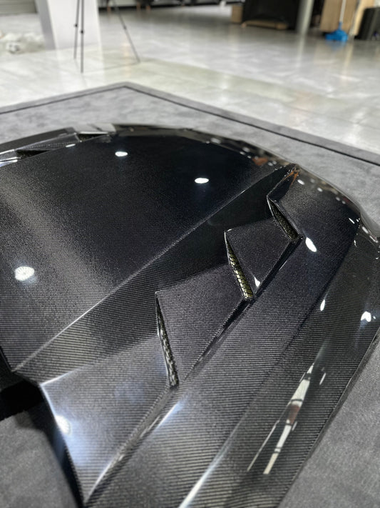 Cadillac CT5 CT5-V Blackwing Sport Premium Luxury Base 2020 2021 2022 2023 2024 with Aftermarket Parts - "PRISM" Hood Bonnet Carbon Fiber / FRP from Robot Craftsman