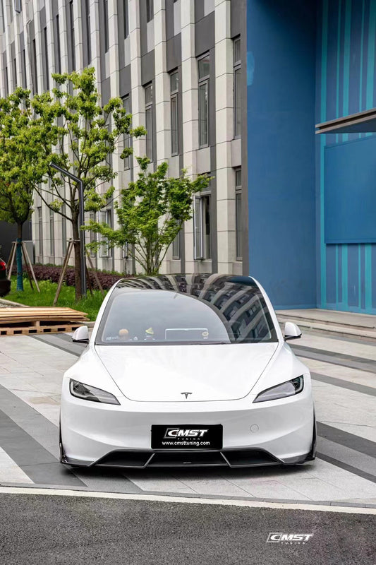 Tesla Model 3 Highland 2024-ON with Aftermarket Parts - V1 Front Lip Carbon Fiber from CMST Tuning