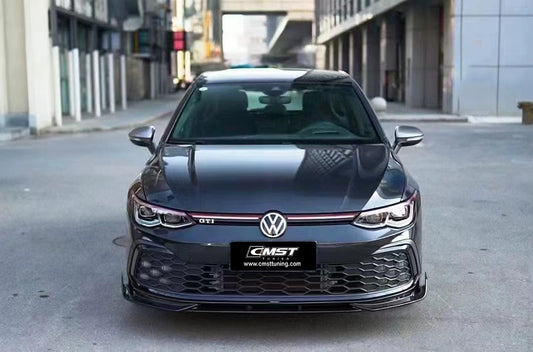 Volkswagen Golf GTI MK8 2022-ON with Aftermarket Parts - Pre-preg Carbon Fiber / FRP Front Lip Splitter from CMST Tuning