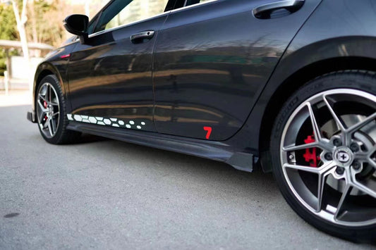 Volkswagen Golf R GTI MK8 2022-ON with Aftermarket Parts - Pre-preg Carbon Fiber / FRP Side Skirts from CMST Tuning