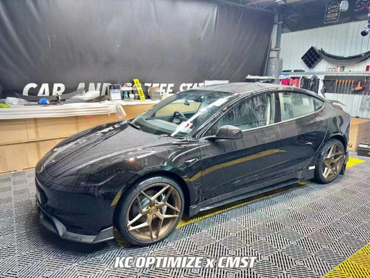 Tesla Model 3 Highland 2024-ON with Aftermarket Parts - V1 Front Lip Carbon Fiber from CMST Tuning